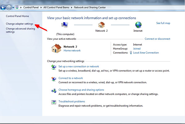 enable Wi-fi by using control panel