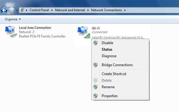 Wi-fi connection disable