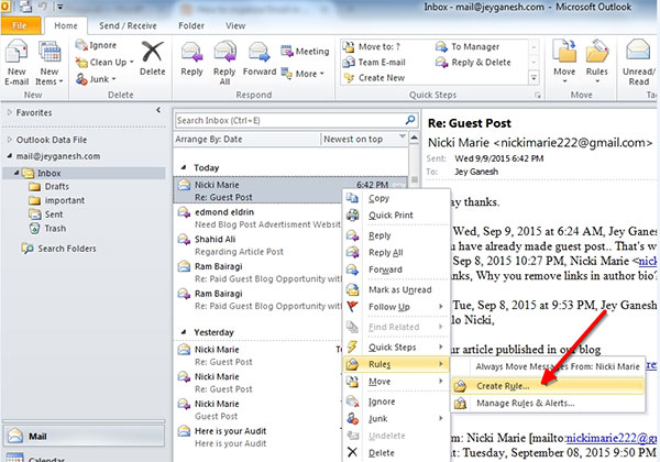 how to categorize emails in outlook