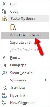 adjust bullet indent